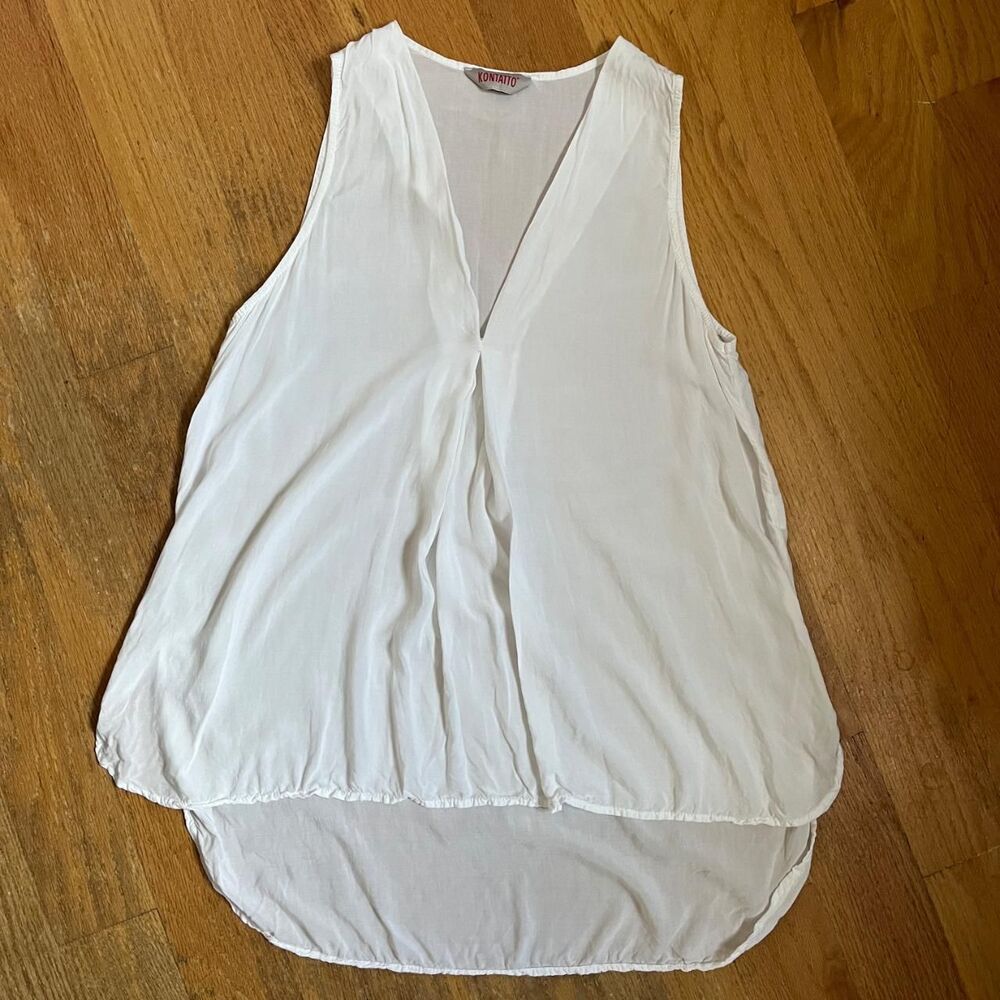 Vintage Y2K Semi-Sheer White High-low Tank from Kontatto (made in Italy)
